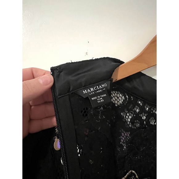 GUESS Black Lace Embroidered Mock Neck Short Sleeve Mini Dress Size Medium - Picture 11 of 14